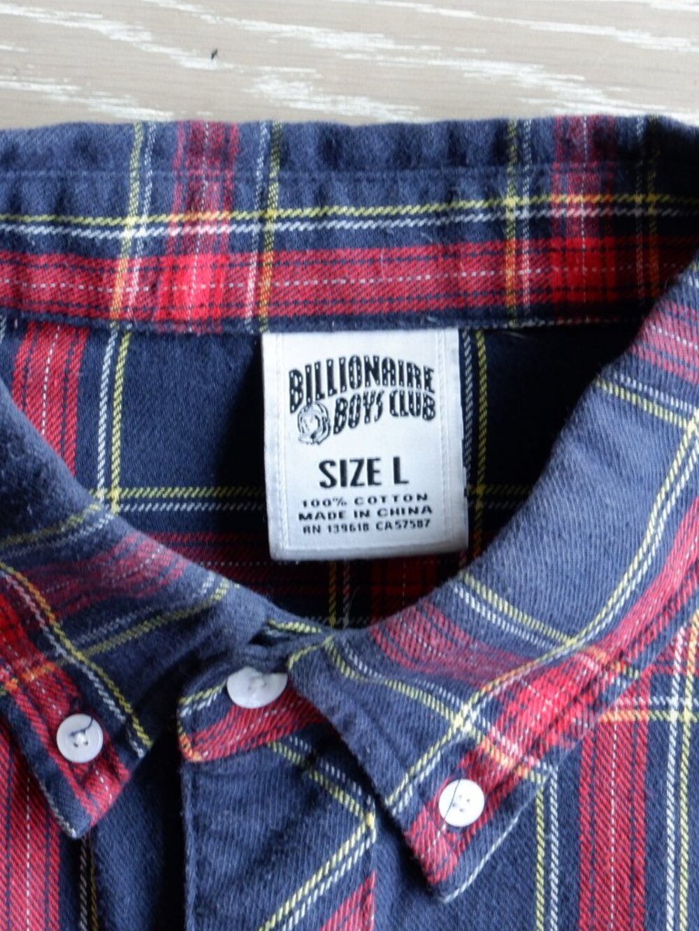 Billionaire Boys Club Twin Plaid Red/Navy Button - Mens Large Size - Picture 5 of 8